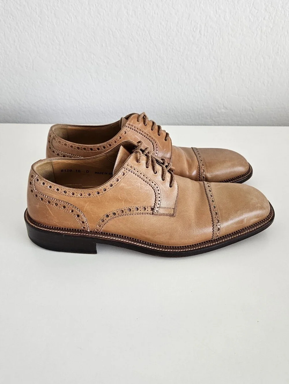 Magnanni Leather Brogue Cap Toe Derby Dress Shoes 8130 Made In Spain Mens 10 D